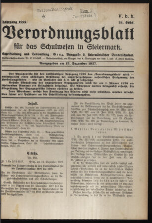 Verordnungsblatt für das Schulwesen in Steiermark 19271215 Seite: 1