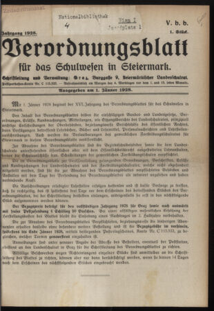 Verordnungsblatt für das Schulwesen in Steiermark 19280101 Seite: 1