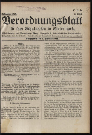 Verordnungsblatt für das Schulwesen in Steiermark 19280201 Seite: 1