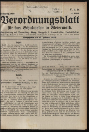 Verordnungsblatt für das Schulwesen in Steiermark 19280215 Seite: 1