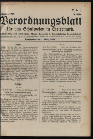 Verordnungsblatt für das Schulwesen in Steiermark 19280301 Seite: 1