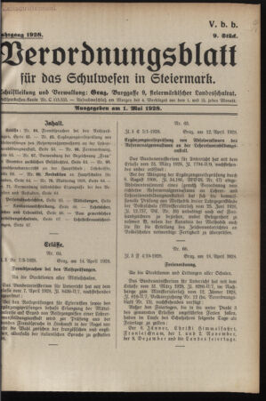 Verordnungsblatt für das Schulwesen in Steiermark 19280501 Seite: 1