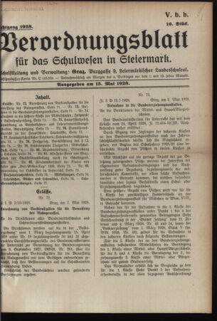 Verordnungsblatt für das Schulwesen in Steiermark 19280515 Seite: 1