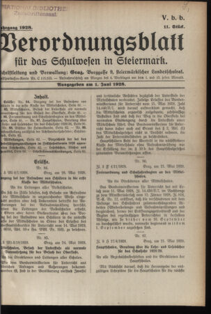 Verordnungsblatt für das Schulwesen in Steiermark 19280601 Seite: 1