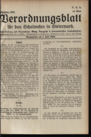 Verordnungsblatt für das Schulwesen in Steiermark 19280701 Seite: 1