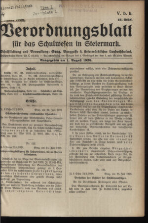 Verordnungsblatt für das Schulwesen in Steiermark 19280801 Seite: 1