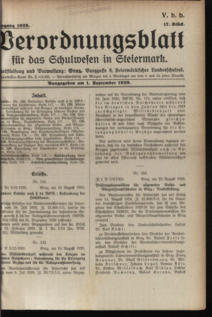 Verordnungsblatt für das Schulwesen in Steiermark 19280901 Seite: 1