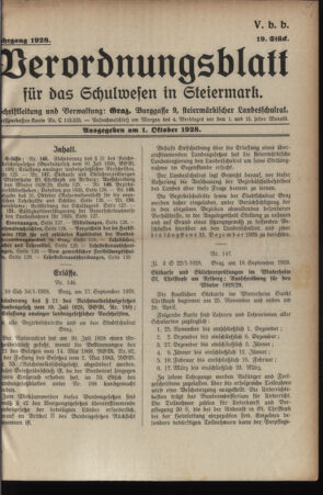 Verordnungsblatt für das Schulwesen in Steiermark 19281001 Seite: 1