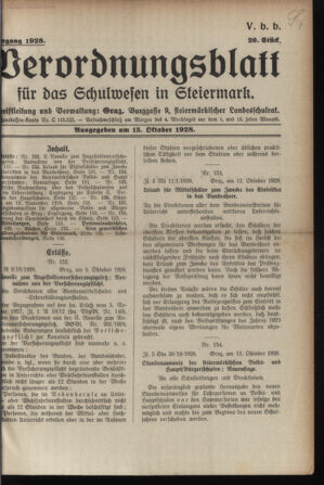 Verordnungsblatt für das Schulwesen in Steiermark 19281015 Seite: 1