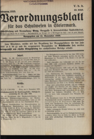 Verordnungsblatt für das Schulwesen in Steiermark 19281115 Seite: 1