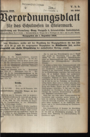 Verordnungsblatt für das Schulwesen in Steiermark 19281201 Seite: 1