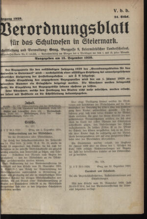 Verordnungsblatt für das Schulwesen in Steiermark 19281215 Seite: 1