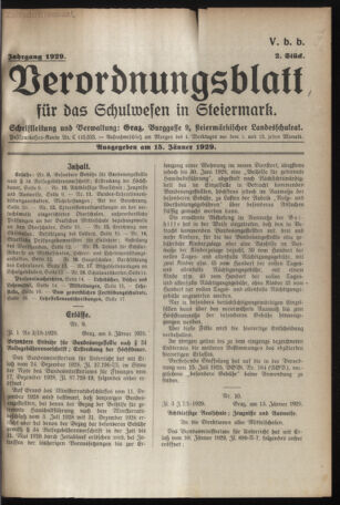 Verordnungsblatt für das Schulwesen in Steiermark 19290115 Seite: 1