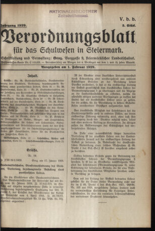 Verordnungsblatt für das Schulwesen in Steiermark 19290201 Seite: 1