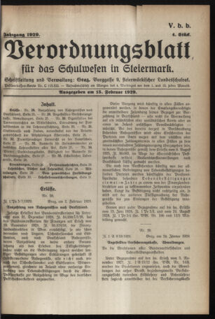 Verordnungsblatt für das Schulwesen in Steiermark 19290215 Seite: 1