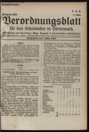 Verordnungsblatt für das Schulwesen in Steiermark 19290301 Seite: 1