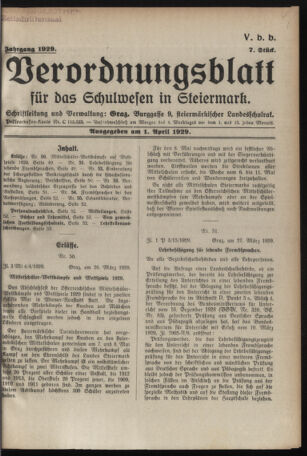 Verordnungsblatt für das Schulwesen in Steiermark 19290401 Seite: 1