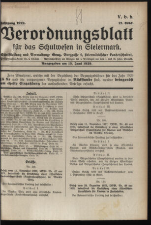 Verordnungsblatt für das Schulwesen in Steiermark 19290615 Seite: 1