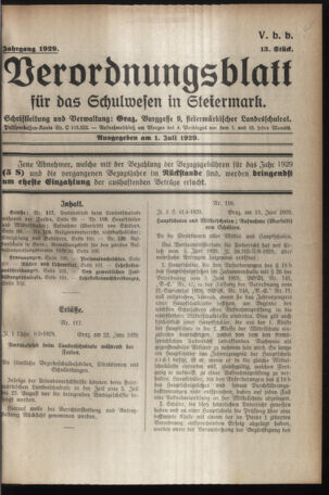 Verordnungsblatt für das Schulwesen in Steiermark 19290701 Seite: 1