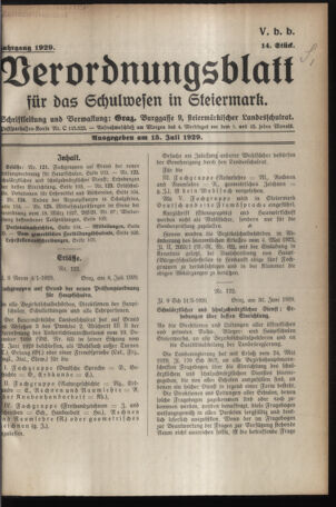 Verordnungsblatt für das Schulwesen in Steiermark 19290715 Seite: 1