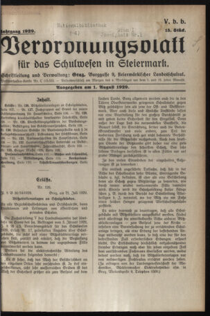 Verordnungsblatt für das Schulwesen in Steiermark 19290801 Seite: 1