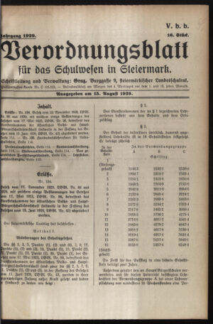 Verordnungsblatt für das Schulwesen in Steiermark 19290815 Seite: 1