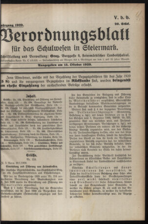 Verordnungsblatt für das Schulwesen in Steiermark 19291015 Seite: 1