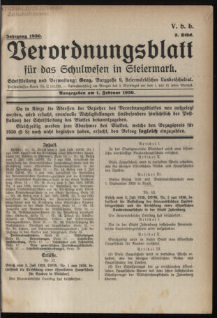 Verordnungsblatt für das Schulwesen in Steiermark 19300201 Seite: 1