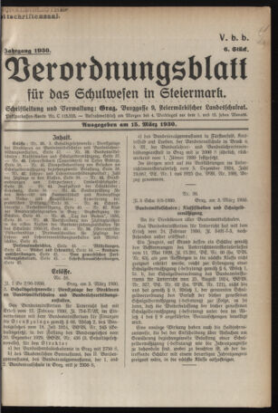 Verordnungsblatt für das Schulwesen in Steiermark 19300315 Seite: 1