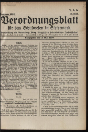 Verordnungsblatt für das Schulwesen in Steiermark 19300501 Seite: 9