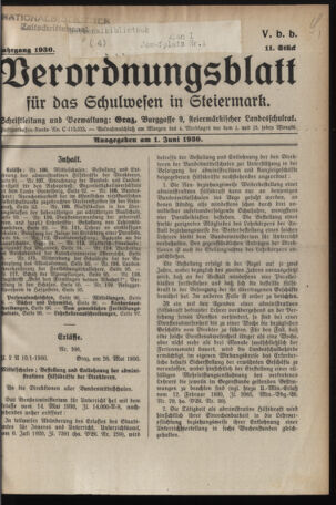 Verordnungsblatt für das Schulwesen in Steiermark 19300601 Seite: 1