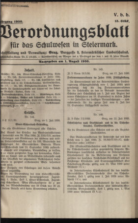 Verordnungsblatt für das Schulwesen in Steiermark 19300801 Seite: 1