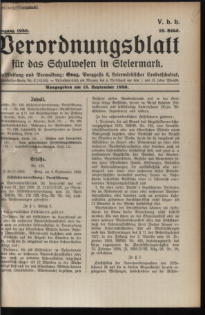 Verordnungsblatt für das Schulwesen in Steiermark 19300915 Seite: 1