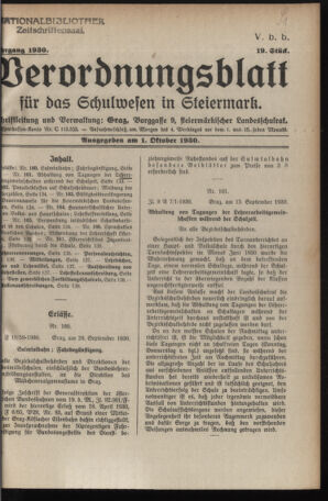 Verordnungsblatt für das Schulwesen in Steiermark 19301001 Seite: 1