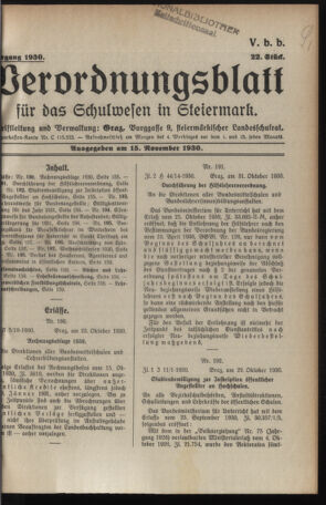 Verordnungsblatt für das Schulwesen in Steiermark 19301115 Seite: 1