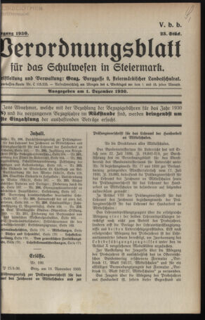 Verordnungsblatt für das Schulwesen in Steiermark 19301201 Seite: 1