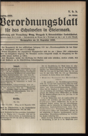 Verordnungsblatt für das Schulwesen in Steiermark 19301215 Seite: 1