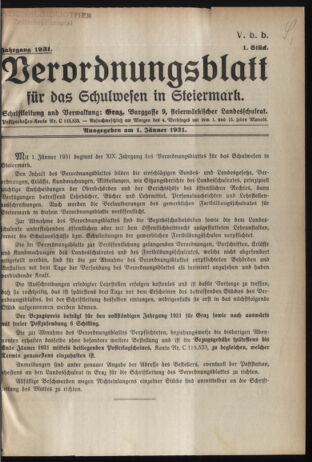 Verordnungsblatt für das Schulwesen in Steiermark 19310101 Seite: 1