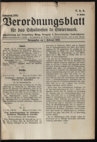 Verordnungsblatt für das Schulwesen in Steiermark 19310201 Seite: 1