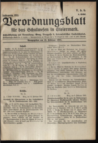 Verordnungsblatt für das Schulwesen in Steiermark 19310215 Seite: 1