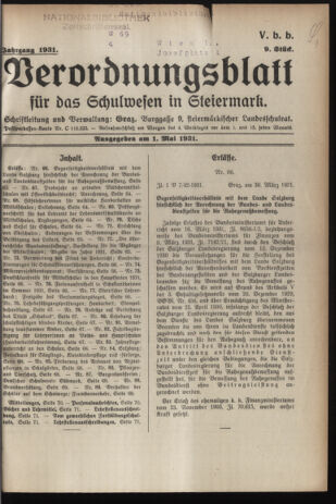 Verordnungsblatt für das Schulwesen in Steiermark 19310501 Seite: 1