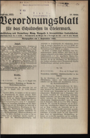 Verordnungsblatt für das Schulwesen in Steiermark 19310901 Seite: 1