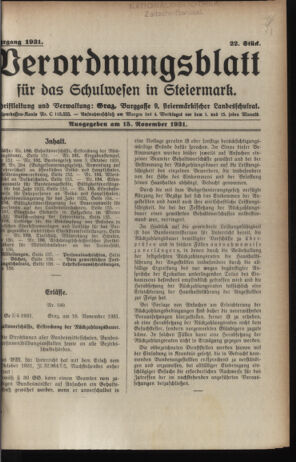 Verordnungsblatt für das Schulwesen in Steiermark 19311115 Seite: 1