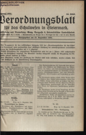 Verordnungsblatt für das Schulwesen in Steiermark 19311215 Seite: 1