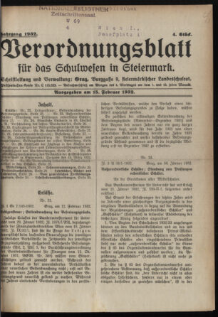 Verordnungsblatt für das Schulwesen in Steiermark 19320215 Seite: 1