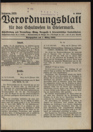 Verordnungsblatt für das Schulwesen in Steiermark 19320301 Seite: 1