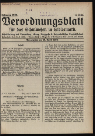 Verordnungsblatt für das Schulwesen in Steiermark 19320415 Seite: 1