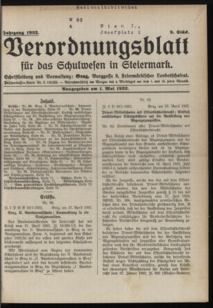 Verordnungsblatt für das Schulwesen in Steiermark 19320501 Seite: 1