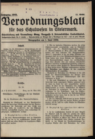 Verordnungsblatt für das Schulwesen in Steiermark 19320601 Seite: 1