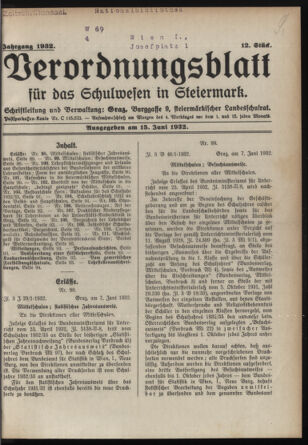 Verordnungsblatt für das Schulwesen in Steiermark 19320615 Seite: 1